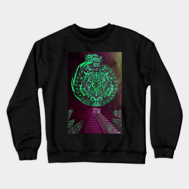 quetzalcoatl nest in mexican pyramid ecopop Crewneck Sweatshirt by jorge_lebeau